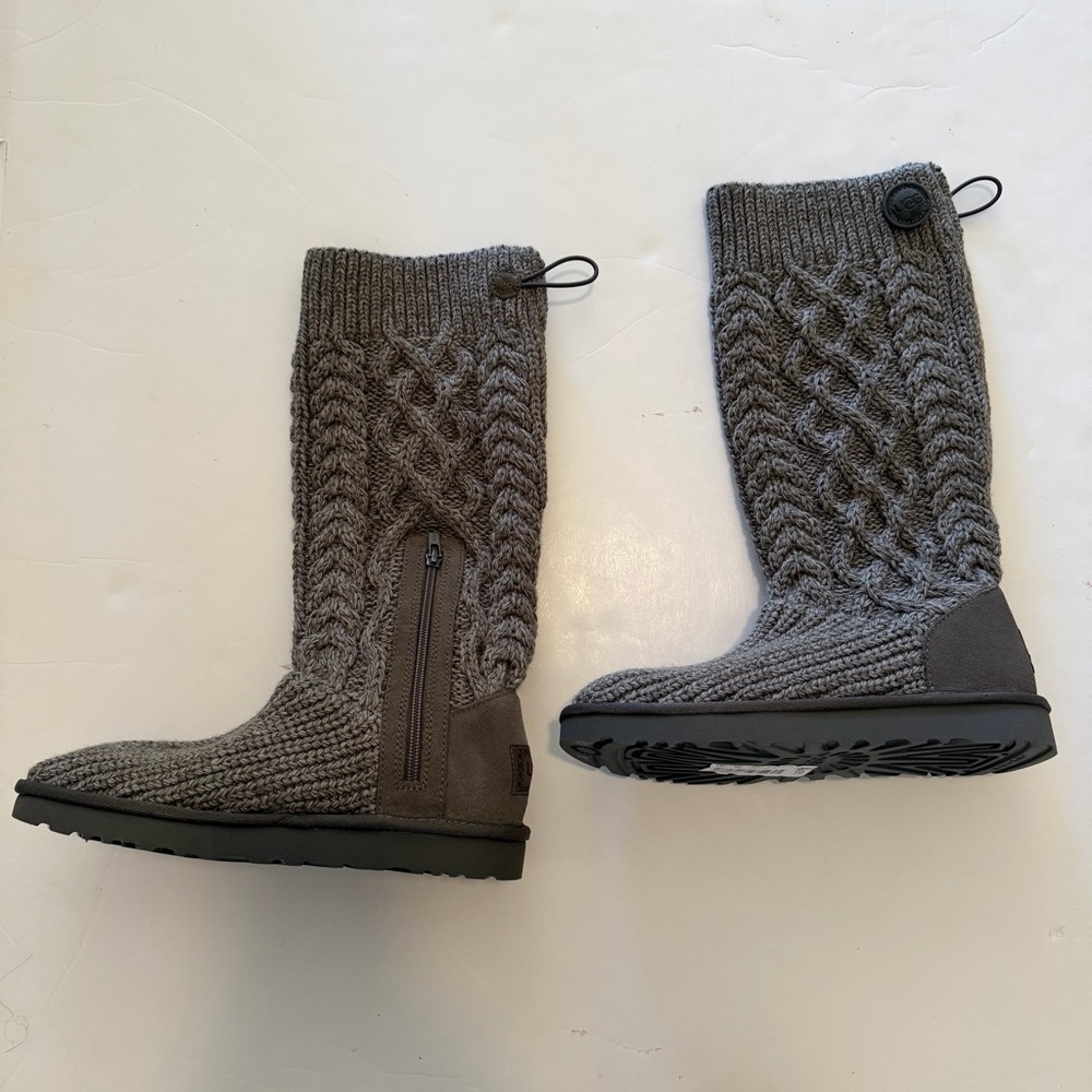 UGG Cozy Gray Knit Women's Boots
